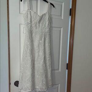 Lulu's Ivory Lace Midi Dress